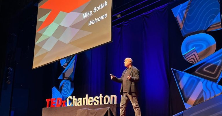 Mike Sottak on stage during TEDxCharleston 2022